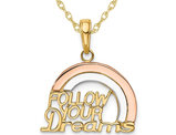 14K Yellow and Rose Gold - Follow Your Dreams - Charm Pendant  Necklace with Chain